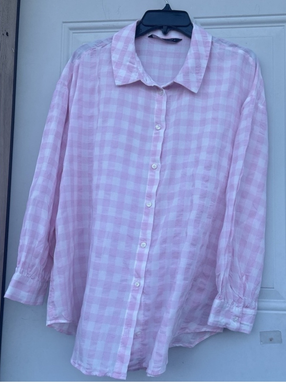 Zara Pink Gingham Button-Down Shirt